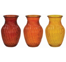 Swirled Glass Vase - 3 Assorted Fall Colors